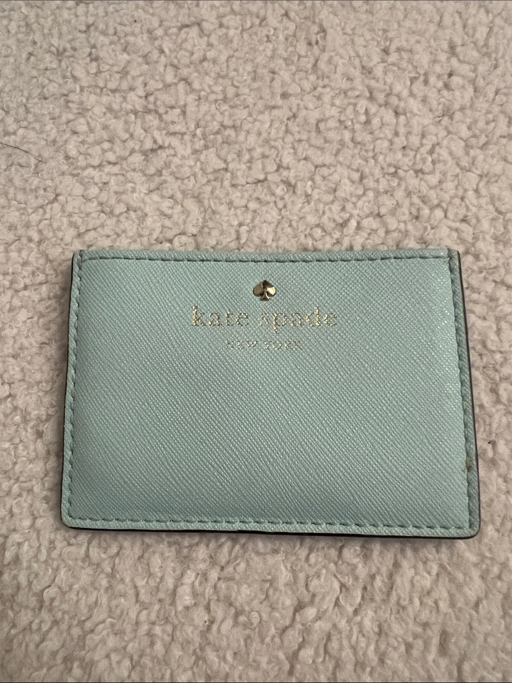 kate spade Celadon Saffiano Leather Card Case with Gold Logo